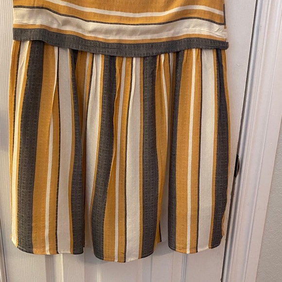 Summer Cottagecore Altar'd State Striped Mini Dress in Yellow and Gray - Picture 6 of 6